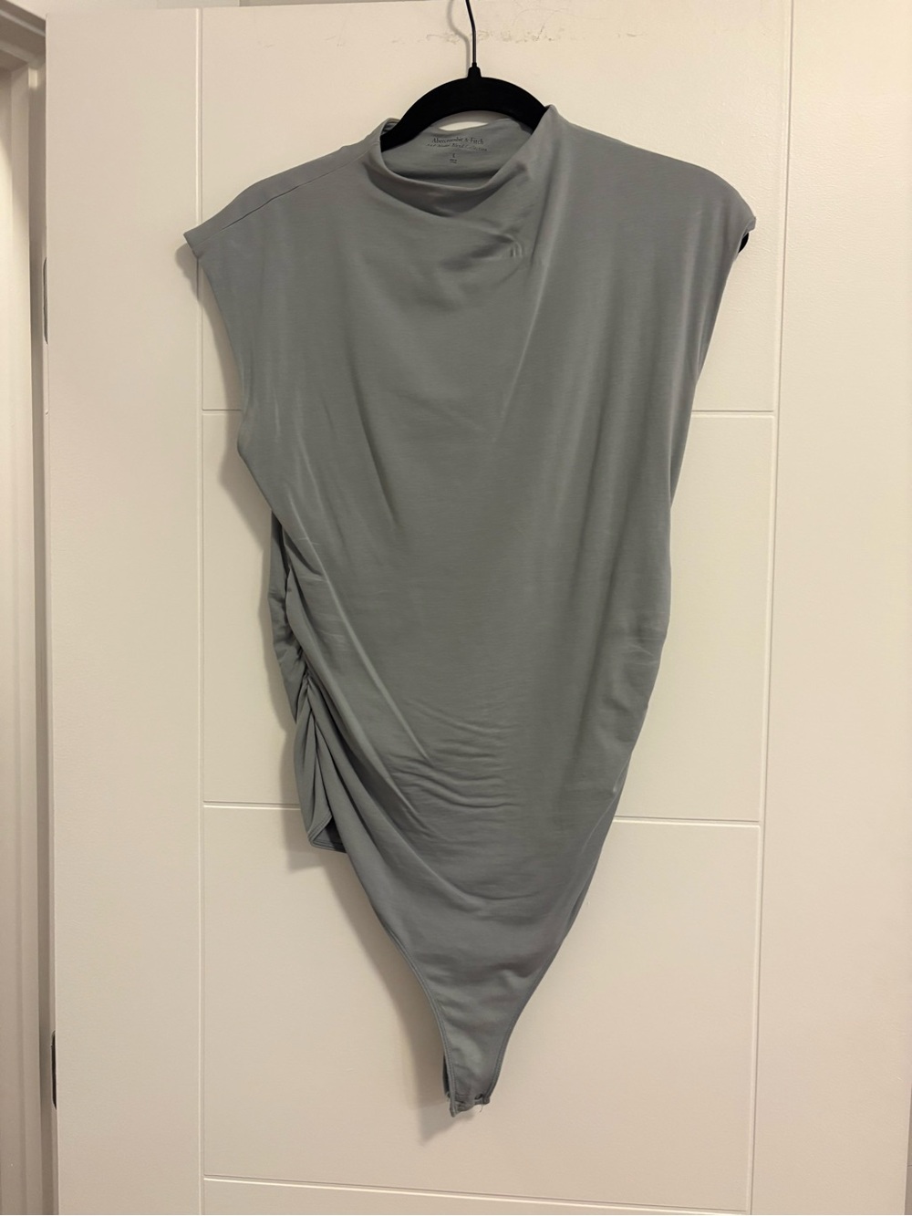 Sleeveless Grey Draped Bodysuit
